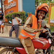 A rider on a motorbike